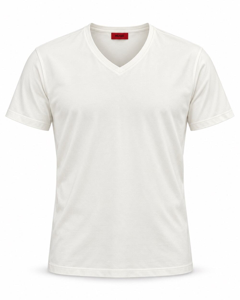 HUGO Boss Men’s XXL White V-Neck Stretch Cotton Minimalist T-Shirt